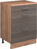 Vicco Uitbreidingscommode Rion, Edel grijs/Goudkleurig Eiken, 60 x 46 cm zonder schuine kant met 3 lades