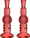 Merkloos Ideas 4 Seasons Bloemenvaas Florence - 2x - koraal rood glas - ribbel - D8,5 x H23 cm