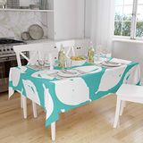 Bonamaison Tafelkleed, Anti-Mold, Sneldrogend, Waterdicht, 100% Polyester Tafellaken, Turkoois, wit, 140 x 160 Cm