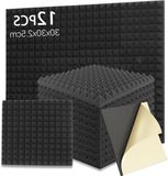 Merkloos Allecto Plus Akoestisch paneel - Geluidsabsorberend schuim met piramide noppen - Zelfklevend - 30 x 30 x 25 cm - 12 stuks
