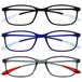 Opulize Ice 3 Stuks Super Lichtgewicht Leesbril Zwart Blauw Grijs Vrouwen Mannen RRR61-137 +2,00