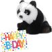 WNF International Bon Ton Toys Pluche knuffel panda beer 15 cm met A5-size Happy Birthday wenskaart - Verjaardag cadeau setje