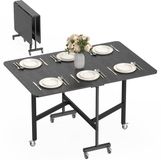 Homcom Opklapbare Eettafel - Spaanplaat, Staal - 120L x 80B x 73H cm - Zwart