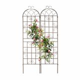 Relaxdays Plantenklimrek Metaal - Set van 2 - 220 x 52 x 2 cm - Bruin
