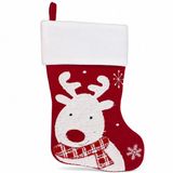 STEGGER Kerstsokken met Rendierprint - Kerstsok van 100% Polyester - Rood - 1 stuk