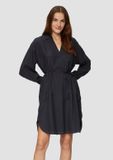 s.Oliver Jurk Navy Viscose Lange Mouw Klassieke Kraag Steekzakken Effen Casual Vrouwen 42