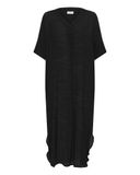 KAFFE Maxi-jurk voor dames, zakken, V-hals, losse pasvorm, halve mouwen, ronde hals, jurk voor dames, Black Deep, 46
