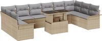 vidaXL Tuinbank Set Beige Poly Rattan