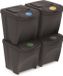 Prosperplast Set van 4x kunststof afvalscheidingsbakken antraciet/donkergrijs van 25 liter