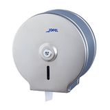 Jofel - Kleine industriële toiletpapierhouder, papierdispenser op rollen tot 200 m, max. 190 mm diameter, doorn 18 tot 55 mm, behuizing van gesatineerd roestvrij staal, klassiek AE23200