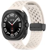 Wigento Samsung Galaxy Watch Ultra 47mm: siliconen horlogeband met magnetische sluiting, vervanging, beige kleur