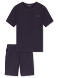 SCHIESSER Pyjama kort Heren Grafiet Effen Korte mouw 60% Katoen, 40% Modal