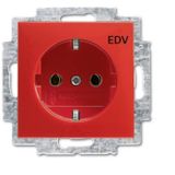 Busch-Jaeger SCHUKO® Contactdoosinzetstuk met opdruk EDV rood - Busch-balance® SI (20 EUC/DV-917), 2CKA002011A6236