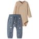 NAME IT BABY ensemble pantalon/body en coton avec imprimé - brun clair