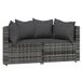 Banquette d'angle de jardin avec coussins 2 pièces poly rotin gris