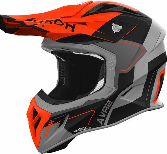 Airoh Aviator Ace 2 Shield Motocrosshelm - Zwart Mat/grijs/oranje