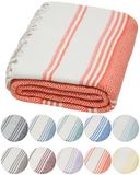 DEMMEX Gecertificeerd 100% biologisch Turks katoenen strand- en badhanddoek - hamam pestemal handdoek, deken - oversized, sneldrogend, zandvrij, compact - diamantweefsel, voorgewassen, gemaakt in