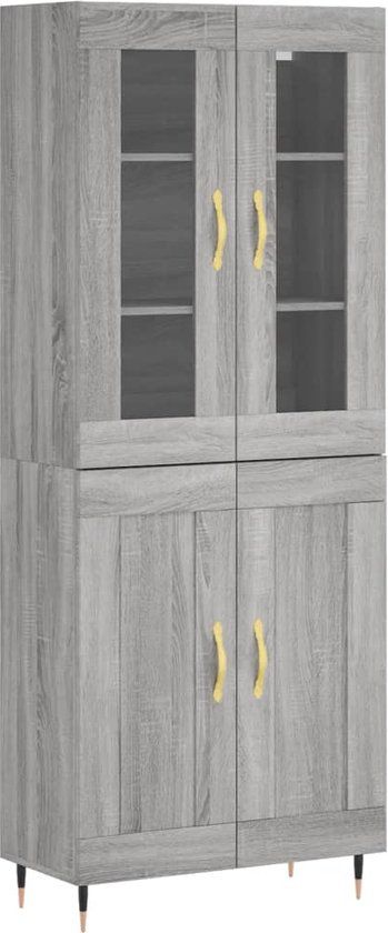 vidaXL Hoge kast bewerkt hout grijs sonoma eikenkleurig
