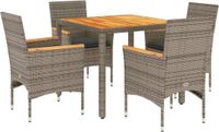 vidaXL 5-delige tuinset met kussens, grijs, polyrotan, acaciahout