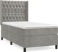 vidaXL Boxspringbed met matras, lichtgrijs, 100x200 cm, fluweel