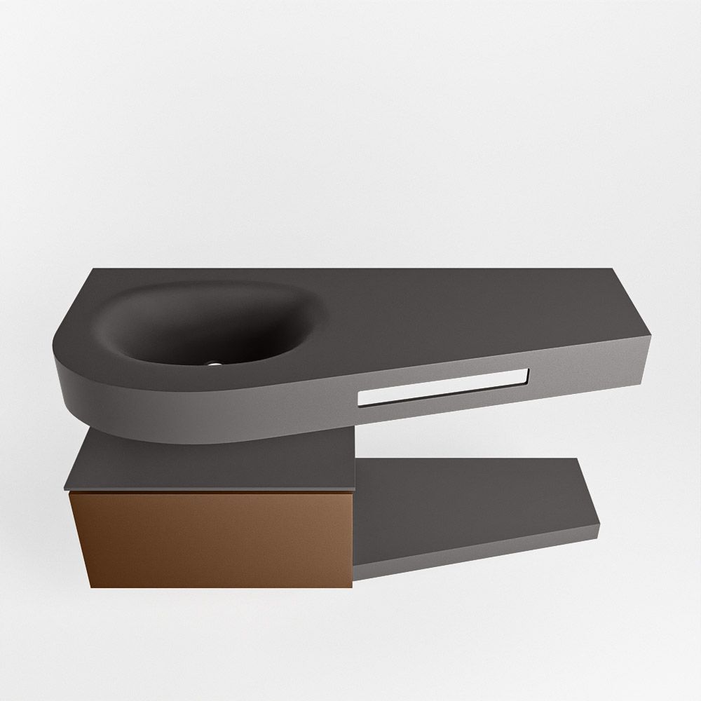 Mondiaz Riva Dulcet Badkamermeubel Links 120cm Dark Grey en Rust