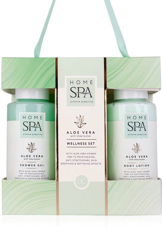 Accentra Aloe Vera Body Care Giftset – Showergel 100 ml & Bodylotion 100 ml – Giftbox - Verrijkt met Aloe Vera Extract & Shea Butter – Hydraterende Verzorgingsset in Cadeauverpakking – Groen/Wit