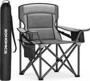 SONGMICS Campingstoel, Klapstoel met Bekerhouder, Visstoel, Schuimvulling, Opvouwbaar, Draagvermogen 205 kg, Buitenstoel, Hoge Rugleuning