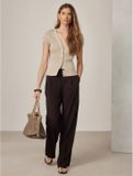 Next - Dames - Broek met wijde pijpen en aantrekkoord in de taille - Tall - Bruin