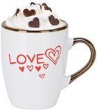 Siaki Koffiemok / theemok Love - wit/goud - 300 ml