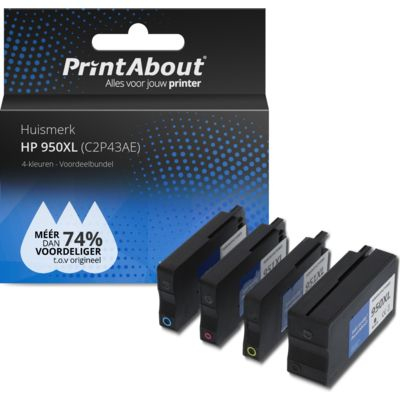 PrintAbout Huismerk HP 950/951XL (C2P43AE) Inktcartridge 4-kleuren Voordeelbundel Hoge capaciteit