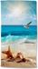 Serviette de plage pour Enfants 100x180 cm - Imprimé Vie marine avec Mouettes et Coquillages - Multi - Certifié Oeko-Tex