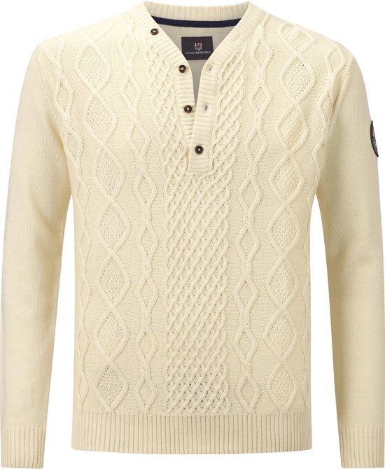 Jan Vanderstorm Heren Trui - Wolwit - 64/66 - Katoen/Acryl - Plus Size