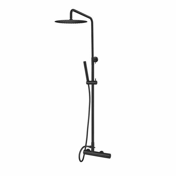 Qisani Flow thermostatische regendoucheset mat Zwart 25609.03