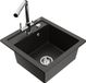 Mexen Vito granieten spoelbak met 1 bak en Duero keukenkraan, zwart/goud metallic