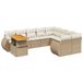 VidaXL 10-delige Loungeset met kussens, poly rattan, beige