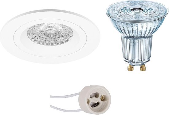 Osram - LED Spot Set - Parathom PAR16 930 36D - Pragmi Rodos Pro - GU10 Fitting - Dimbaar - Inbouw Rond - Mat Wit - 5.5W - Warm Wit 3000K - Ã˜93mm