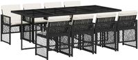 vidaXL 9-delige Tuinset polyrattan zwart