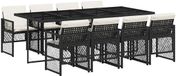 vidaXL Ensemble de jardin 9 pièces polyrotin noir
