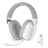 ATTACK SHARK L80 Ultra Licht Draadloos Gaming Headset, BT 5.3, 2.4G, 3.5mm Bekabeld, 50 Uur, 40mm Pro-G Drivers, Gaming Koptelefoon met Ruisonderdrukkende Afneembare Microfoon, voor PC Mobiel-Wit
