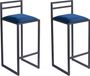 Ensemble de tabourets de bar 2, 95 cm, noir avec dossier - tabouret de bar en métal rembourré style loft - bleu