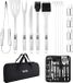 GrillX Barbecue Gereedschap Set - 19-delig - Inclusief Luxe Draagtas - Kamado BBQ Accessoires - Gereedschapset