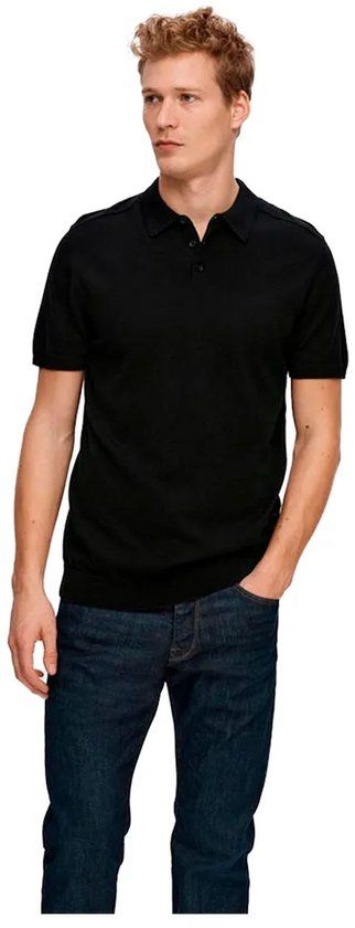 Selected Berg Korte Mouw Poloshirt Zwart XL Man