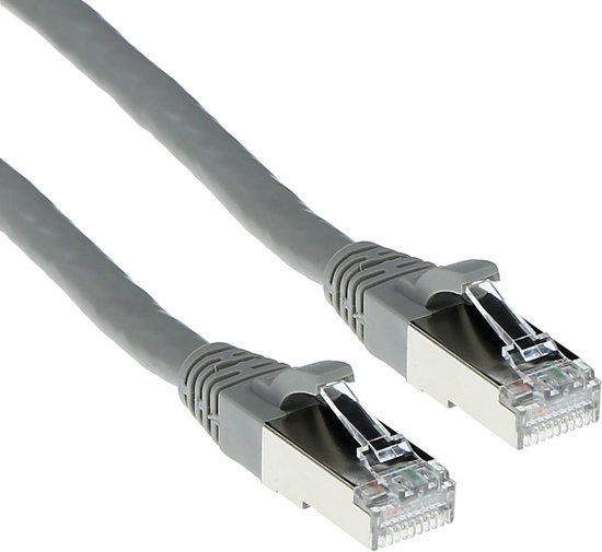 ACT Grijze 0,25 meter SFTP CAT6A patchkabel snagless met RJ45 connectoren FB3052