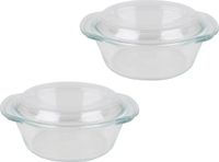 Chef Traiteur Ovenschaal van borosilicaat glas met deksel - 2x - rond - 1.5 Liter - 24 x 21 x 10 cm