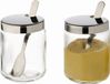 APS Potjes - Mosterdpotjes set van 2 - Glas met RVS deksel - Transparant - Inclusief lepels