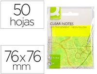 Q-Connect Notitieblok, 76 x 76 mm, afneembaar, transparant, geel neon, met 50 vellen