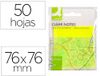 Q-Connect Notitieblok, 76 x 76 mm, afneembaar, transparant, geel neon, met 50 vellen