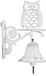 Relaxdays 4x Sonnette Fonte Gietijzer Hibou Sonnette Murale Décoration Jardin Vintage Blanc