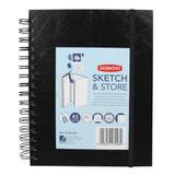 Derwent Sketch and Store Schetsboek met Harde Kaft, A5 Staande Positie, Tekenen en Schrijven, 56 Vellen, Zuurvrij Papier, Ringband, Professionele Kwaliteit, 2102179