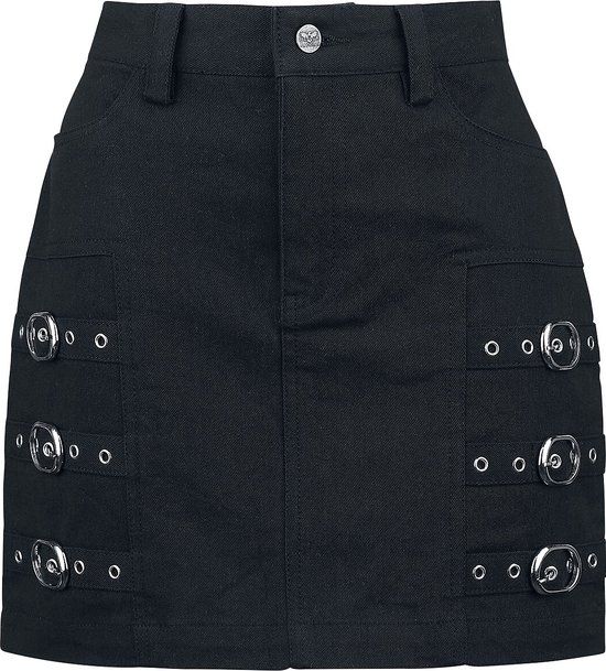 Black Premium by EMP Zwart Kort Rokje met Gespen - Dames - S